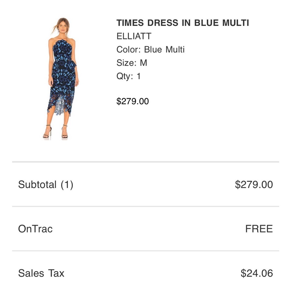 ELLIATT Black & Blue Floral Lace Cocktail Dress – Size M